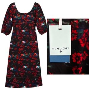 Rachel Comey Target DRESS 4 New Black Kodak Red Floral Balloon SL Goth Artsy